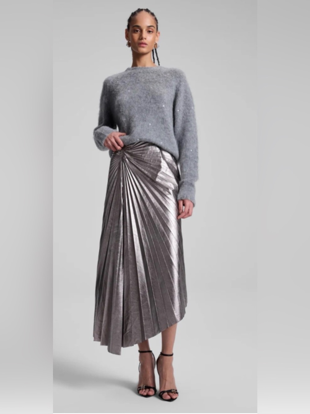 A.L.C. Frankie Embellished Sweater in Medium Heather Grey